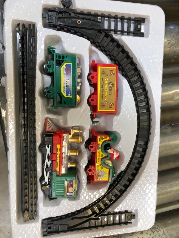 Photo 2 of Christmas Electric Train Set, 216cm Circumference Track Battery-Powered Train Toy Realistic Christmas Electric Rail Car
