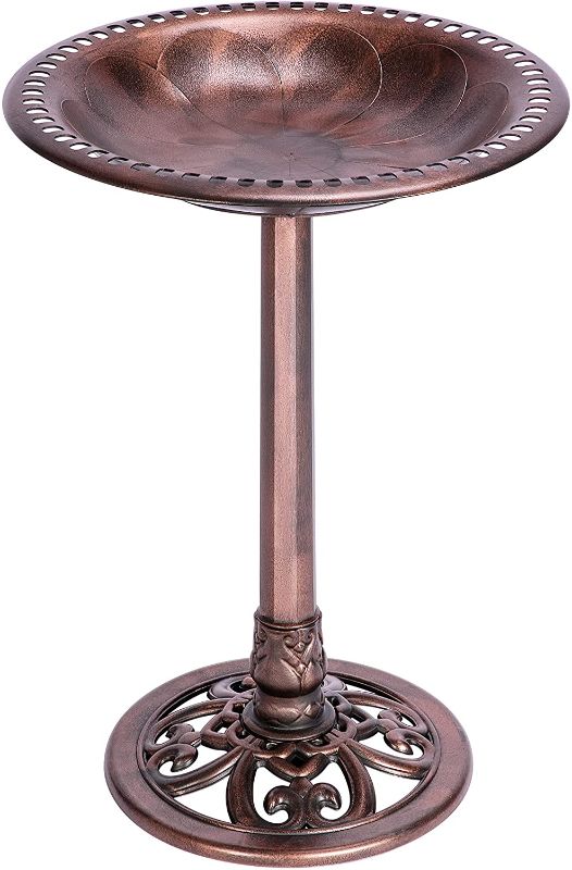 Photo 1 of VIVOHOME 28 Inch Height Polyresin Lightweight Antique Outdoor Garden Bird Bath Bronze
