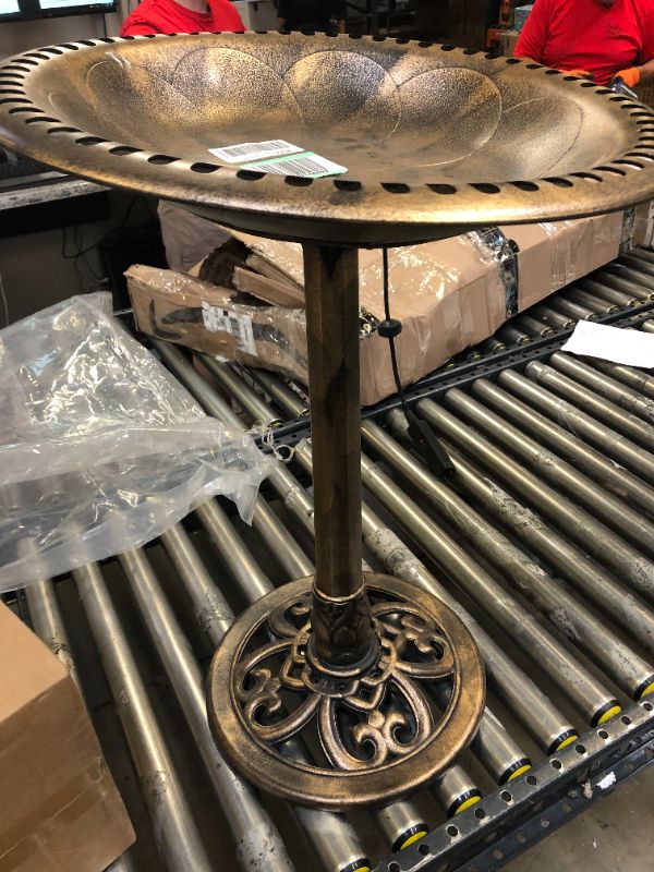 Photo 1 of VIVOHOME 28 Inch Height Polyresin Lightweight Antique Outdoor Garden Bird Bath Bronze
