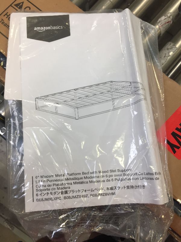Photo 4 of Amazon Basics 6" Modern Metal Platform Bed with Wood Slat Support - Mattress Foundation - No Box Spring Needed, King
