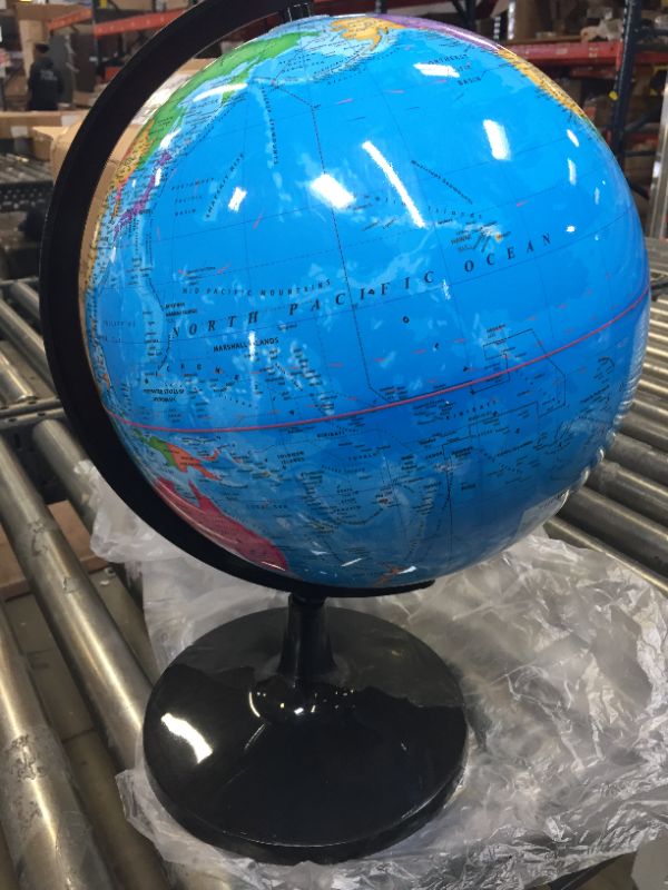 Photo 2 of World Globe with Stand, 13'' Desk Classroom Decorative Globe for Students&Geography Teachers, Easy-to-rotate the sphere, full-length 19.7" World Globe Map with Clear Text Marking