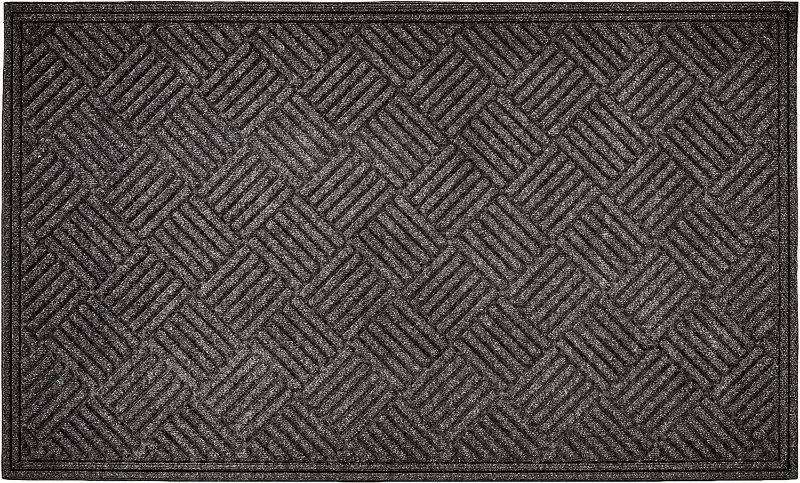 Photo 1 of Apache Mills Textures Crosshatch Entrance Mat, 3-Feet by 5-Feet, Charcoal (60-461-1901-3x5)
