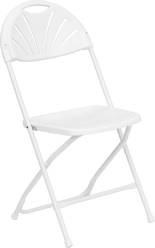 Photo 1 of 2 PIECE Flash Furniture HERCULES Plastic  Fan-Back Folding Chair, White