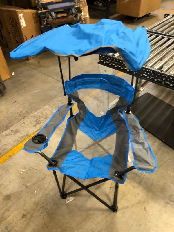 Photo 2 of ALPHA CAMP Heavy Duty Canopy Lounge Chair Sunshade Hiking Travel Chair with Cup Holder Enamel Blue
