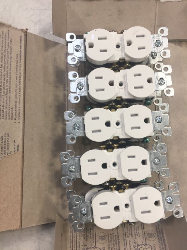 Photo 2 of 15 Amp Tamper-Resistant Duplex Outlet, White (10-Pack)
