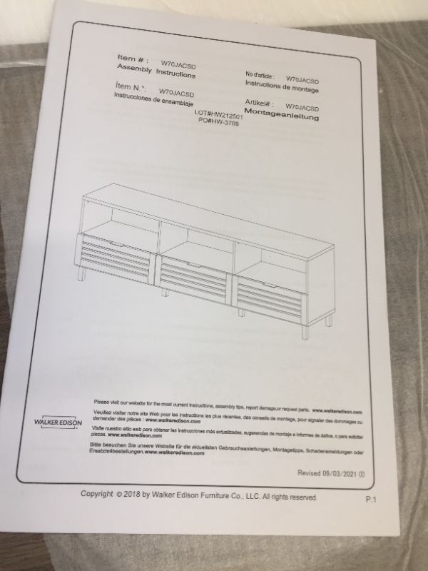 Photo 3 of 70" Wood TV Stand with Slatted Drawers - Slate Grey
