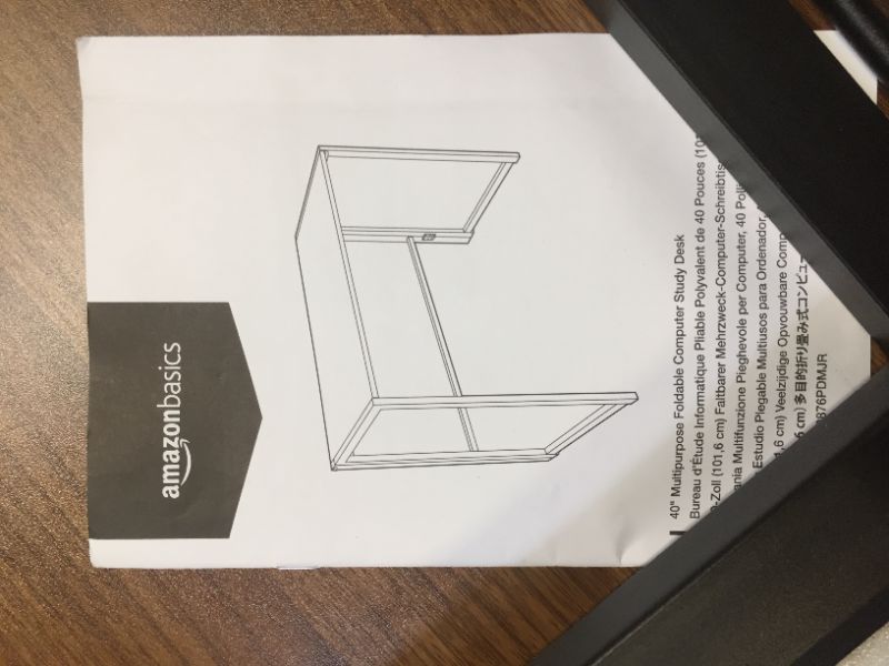 Photo 2 of Amazon Basics 40" Multipurpose Foldable Computer Study Desk - Black
