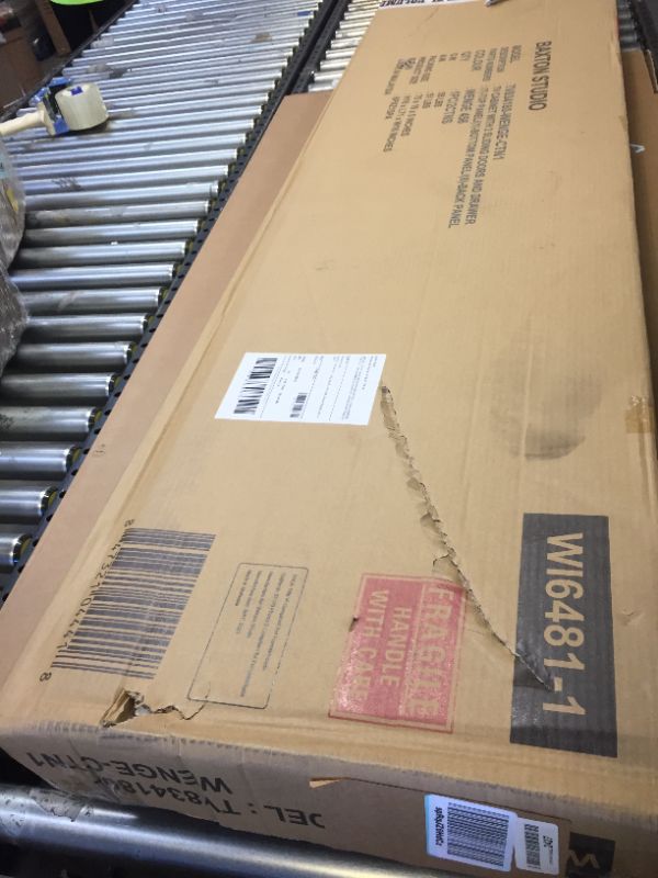Photo 1 of Baxton Studio Beasley 70-Inch Dark Brown TV Cabinet with 2 Sliding Doors and Drawer BOX 1 OF 2, REQUIRES OTHER BOX FOR COMPLETE ASSEMBLY
