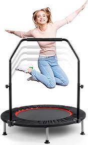 Photo 1 of  CDCASA 40 inch Fitness Trampoline for Adults Foldable with Handle and Cover Max 150kg, Mini Rebounder Trampoline Trampette Indoor Aerobic 
