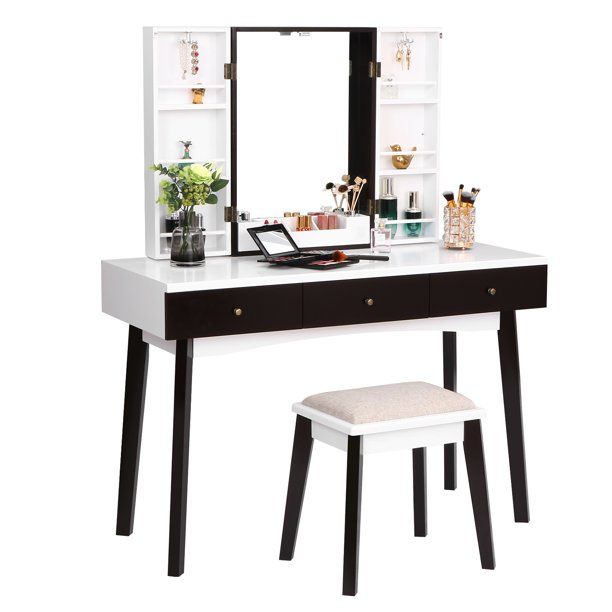 Photo 1 of BEWISHOME Vanity Set with Mirror, cushioned Stool, Storage Shelves, Makeup Organizer, 3 Drawers White Makeup Vanity Desk Dressing Table FST05W
BOX 2 OF 2 MIRROR CABINET ONLY