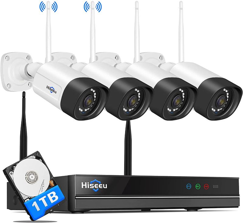 Photo 1 of ?2K,Two Way Audio?Hiseeu WiFi Security Camera System,1TB Hard Drive,12V DC Power Cords,3 Megapixels,8CH Dual WiFi NVR,Mobile&PC Remote,IP66 Waterproof...
