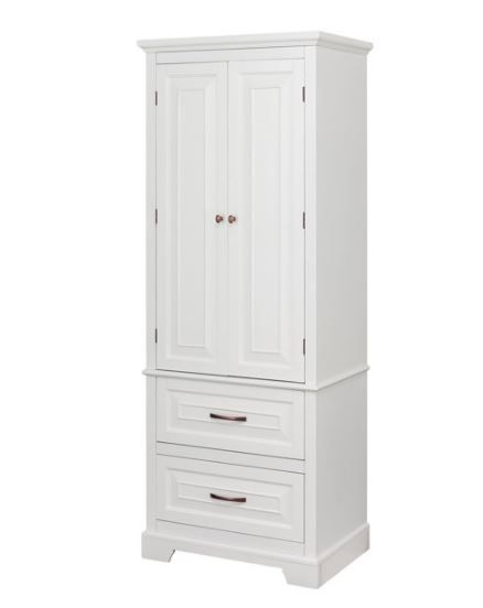 Photo 1 of 
Elegant Home Fashions St. James Wooden Linen Tower Cabinet with 2 Drawers, White