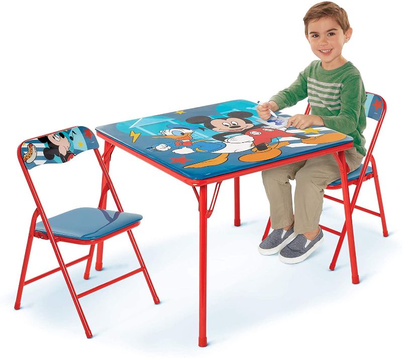 Photo 1 of Mickey Mouse Activity Table Sets – Folding Childrens Table & Chair Set – Includes 2 Kid Chairs with Non Skid Rubber Feet & Padded Seats
