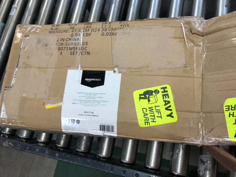Photo 2 of Amazon Basics Adjustable Barbell Lifting Dumbells Weight Set with Case - 38 Pounds, Black
