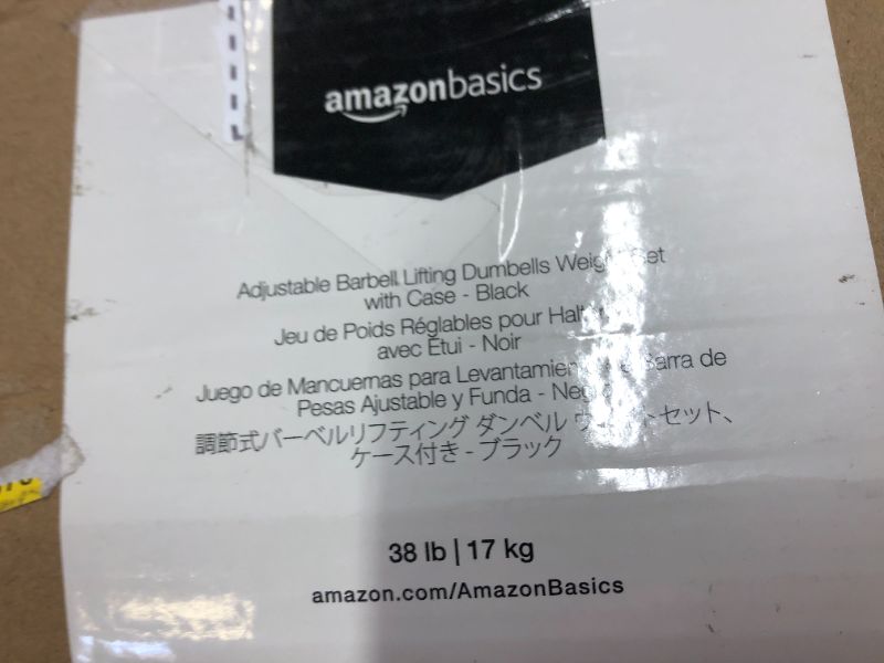 Photo 3 of Amazon Basics Adjustable Barbell Lifting Dumbells Weight Set with Case - 38 Pounds, Black
