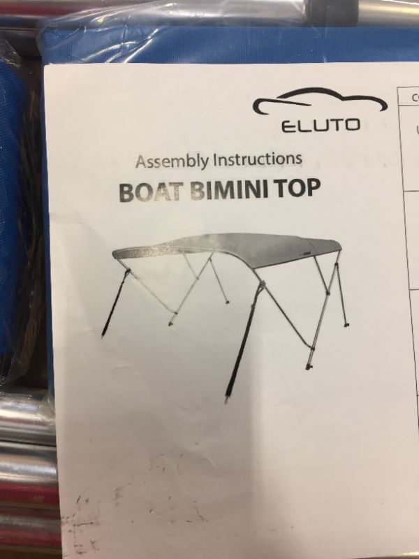 Photo 2 of  3 Bow Bimini Top Boat Cover 4 Straps for Front and Rear Includes Mounting Hardwares with 1 Inch Aluminum Frame
