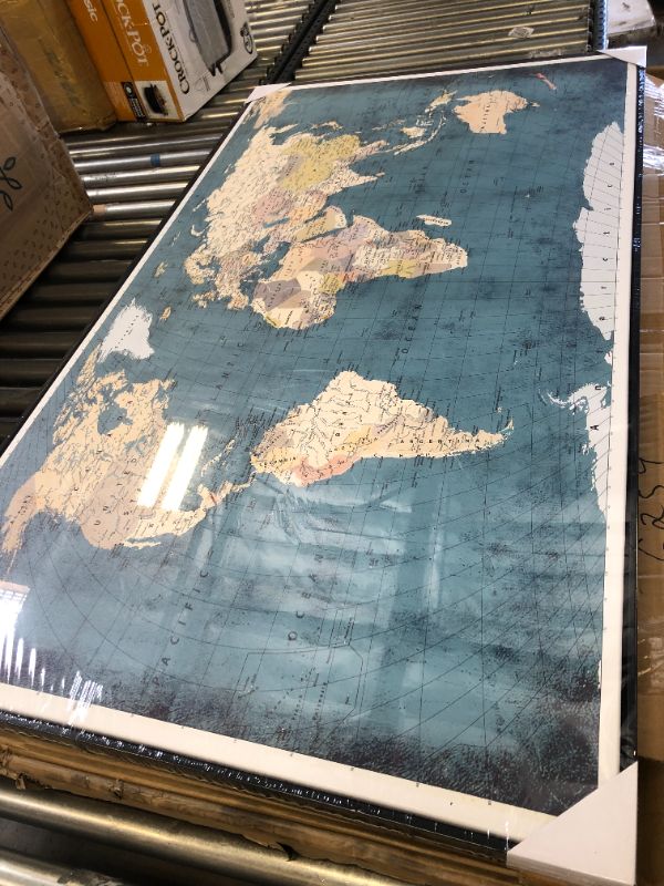 Photo 2 of World map picture with frame 32x55in