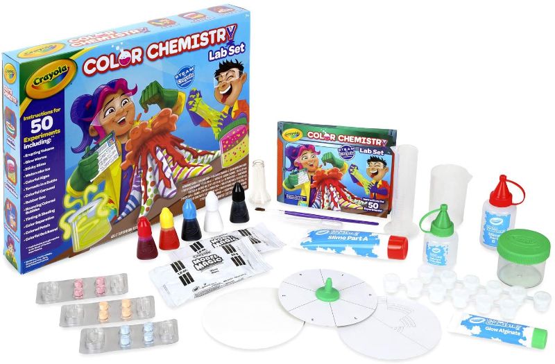Photo 1 of Crayola Color Chemistry Set For Kids, Gift for Kids, Ages 7, 8, 9, 10
box is water damaged
