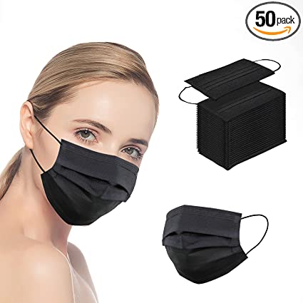 Photo 1 of 50 Pcs Black Disposable Face Mask, 3-Layer Breathable Anti-dust Protective Masks, Disposable Face Mask for Adult/Women/Man (2 packs) 
