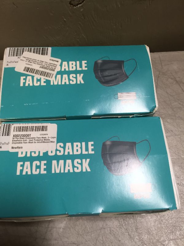 Photo 2 of 50 Pcs Black Disposable Face Mask, 3-Layer Breathable Anti-dust Protective Masks, Disposable Face Mask for Adult/Women/Man (2 packs) 
