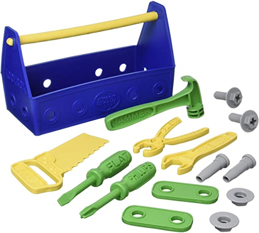 Photo 1 of Green Toys Tool Set, Blue 4C - 15 Piece Pretend Play, Motor Skills, Language & Communication Kids Role Play Toy. No BPA, phthalates, PVC. Dishwasher Safe, Recycled Plastic, Made in USA.
