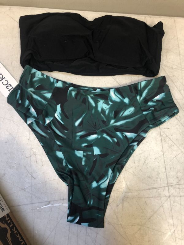 Photo 2 of I2CRAZY Women Bandeau Two Piece Bikini Swimsuits Strapless Top with High Cut Bottom Bathing Suit Size S