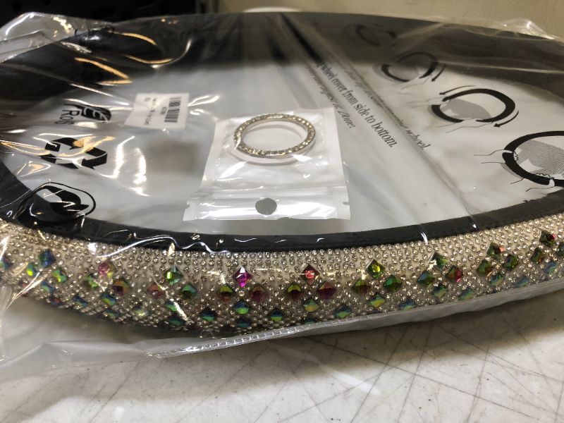 Photo 4 of New Crystal Rhinestones Steering Wheel Cover for Women Girls Bling Diamond Leather Car Accessories Universal 15 Inch Wheel Protector(Colourful)