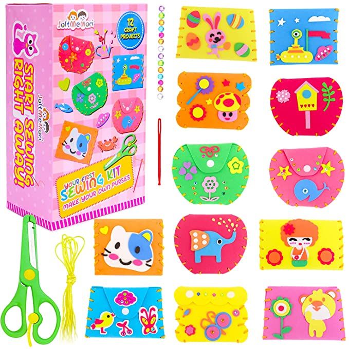 Photo 1 of JoltMemori Sewing Craft Kits for Kids Beginners, 12 Wallets, Fun Craft Projects for Boys and Girls, Great Gift for Girls