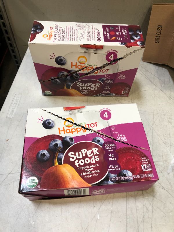 Photo 2 of Happy Tot Organic Stage 4 Superfoods Pears, Blueberries & Beets + Super Chia, 4.22oz Bag (Pack of 16) Packaging May Vary exp date 08-2022