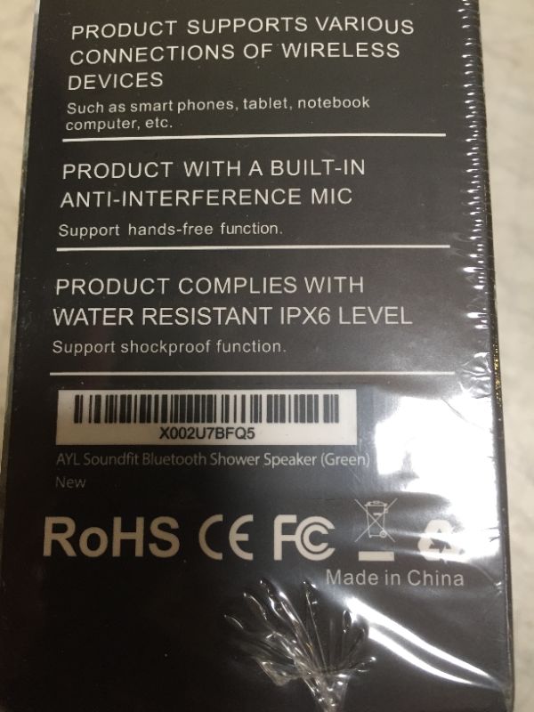 Photo 2 of AYL Soundfit Bluetooth Shower Speaker - Certified Waterproof - Wireless, Easy Pairing with All Bluetooth Devices, Phones, Tablets, Computers (Green) ** factory sealed**
