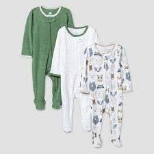 Photo 1 of Baby Boys' Little Cub Sleep N' Play - Cloud Island™ Olive Green/White SIZE 6 - 9 MO HAS STAINS 

