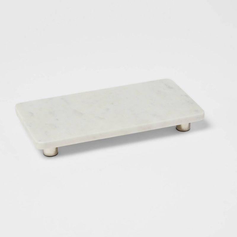 Photo 1 of 12" X 6" Marble Serving Stand White - Threshold™
