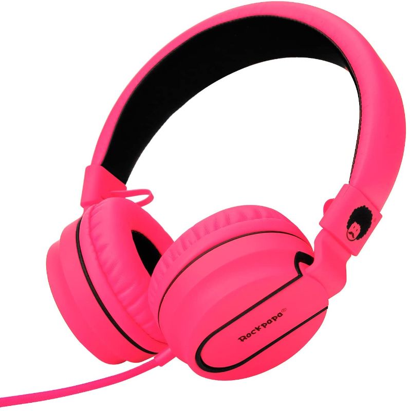 Photo 1 of Rockpapa 950 Stereo Lightweight Foldable Headphones Adjustable Headband with Microphone 3.5mm for Cellphones Smartphones Tablets Laptop Computer Mp3/4 DVD Black Pink
