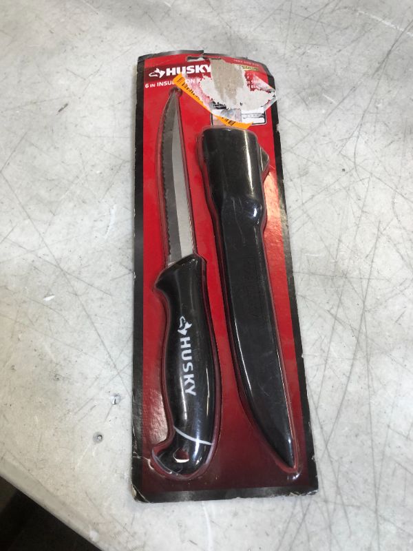 Photo 1 of 6 in. Stainless Steel Serrated Fixed Blade Knife with Sheath
