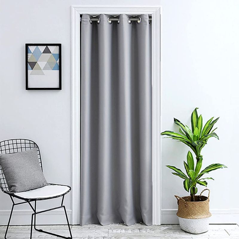 Photo 1 of AiFish Doorway Curtain Panel Room Divider Solid Blackout Curtains 78 Inch Grommet Drapes Room Darkening Thermal Insulated Energy Efficient Window Treatment for Bay Window 1 Panel W51 x L78 Inch
