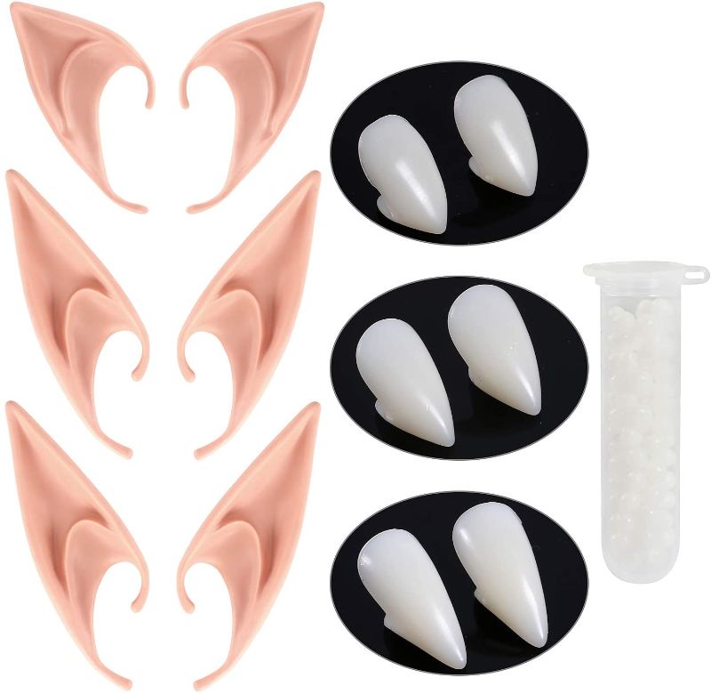 Photo 1 of HLenyoy Vampire Teeth Fangs Elf Ears for Cosplay Costume Accessory Halloween Party Favors
