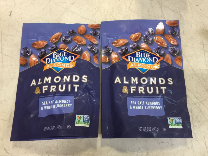 Photo 2 of 2 pack Blue Diamond Almonds Almonds & Fruit Sea Salt Almonds & Whole Blueberry, 5 oz
best by 01/28/2022