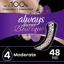 Photo 1 of Always Discreet Boutique Incontinence and Postpartum Incontinence Pads - Moderate Absorbency - Regular Length - 48ct

