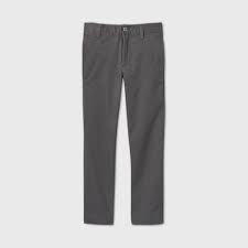 Photo 1 of Boys' Flat Front Stretch Uniform Straight Fit Pants - Cat & Jack™ Charcoal Gray size 4 

