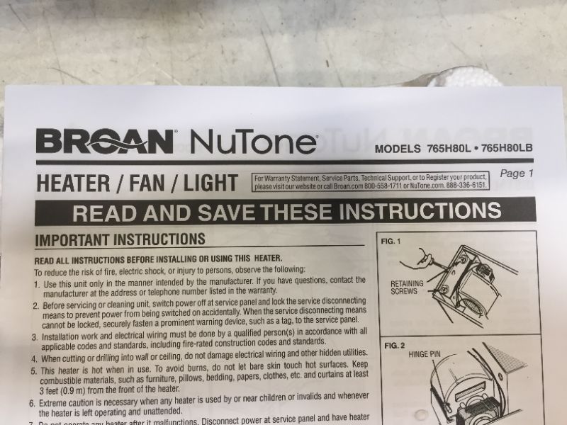 Photo 1 of Broan-NuTone 80 CFM Ceiling Bathroom Exhaust Fan with Light and 1300-Watt Heater