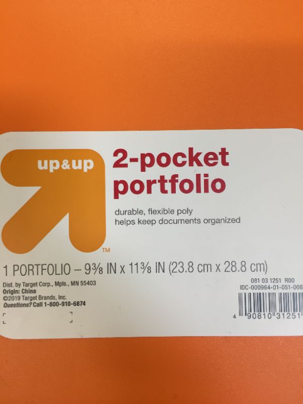 Photo 3 of 2 Pocket Plastic Folder with Prongs Orange - up & up™ 20 count 