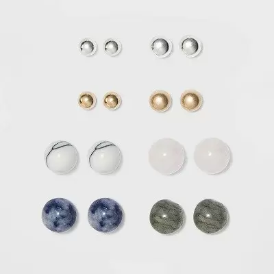 Photo 1 of Earrings 8 Pair Assorted Colors Universal Thread Studs Small
