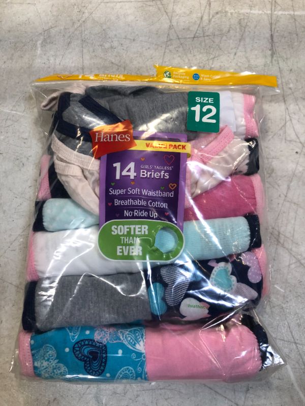 Photo 2 of Hanes Girls' Fashion Hipsters 14-Pack Assorted 12
