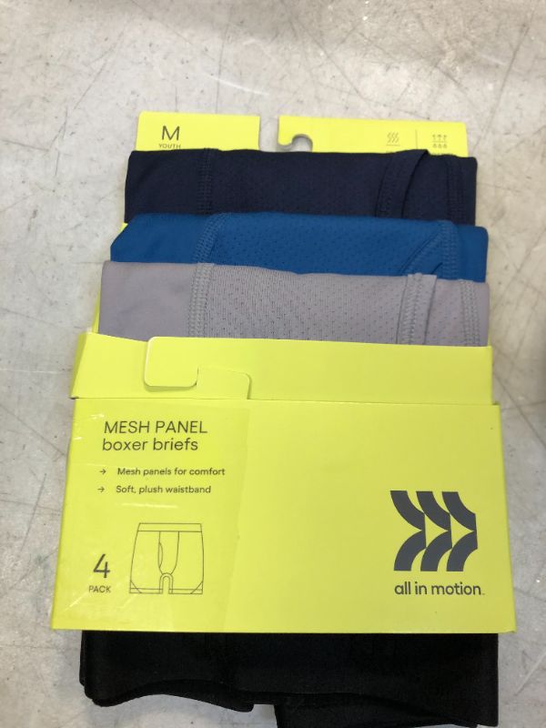 Photo 2 of Boys' 4pk Mesh Boxer Briefs - All in Motion M, Black/Blue/Gray
