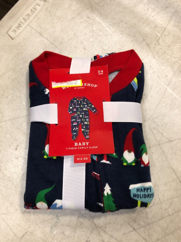 Photo 2 of Baby Holiday Gnome Print Matching Family Footed Pajama - Wondershop Navy 3-6M, B
