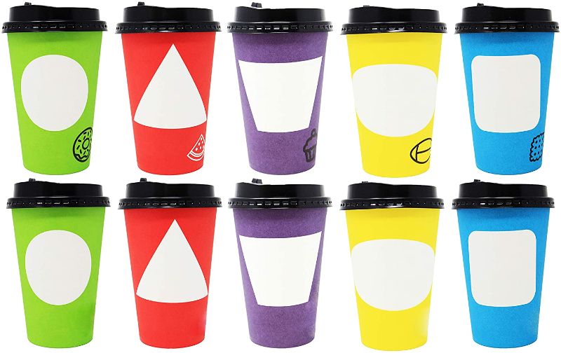 Photo 1 of Youngever 70 Sets Hot Coffee Cups Durable Paper Cups with Travel Lids, 12 Ounce
