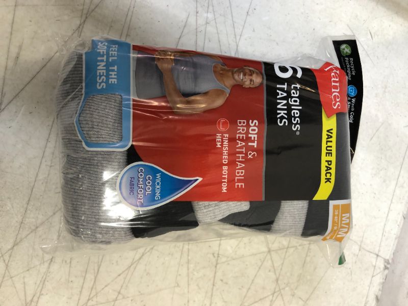 Photo 2 of Hanes Men's Soft and Breathable Tank Assorted 6-Pack M