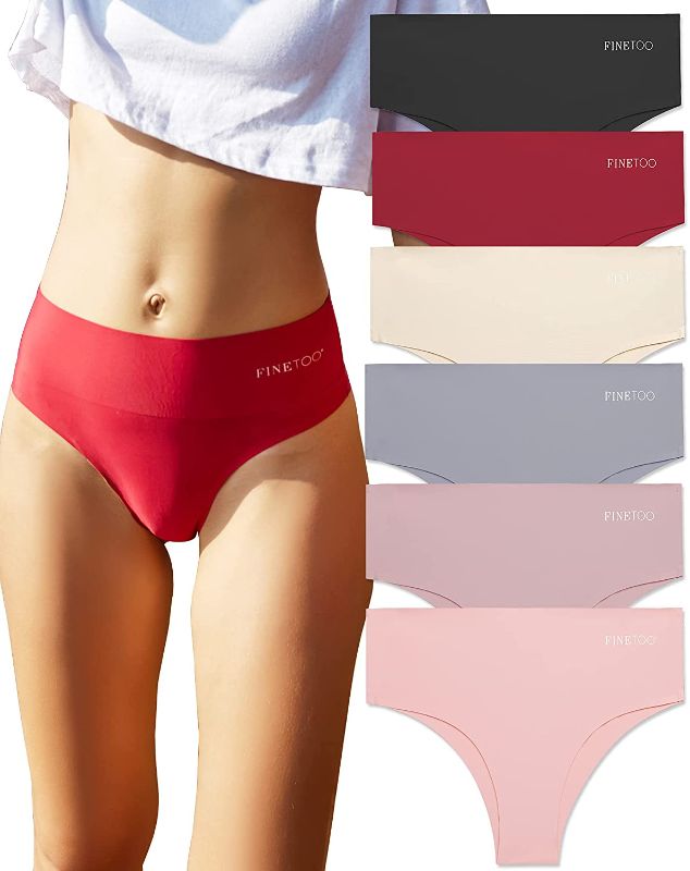 Photo 1 of FINETOO Seamless Underwear for Women High Waisted Bikini Panties No Show Invisible Cheeky Stretch Pack of 6 ---- SIZE SMALL 
