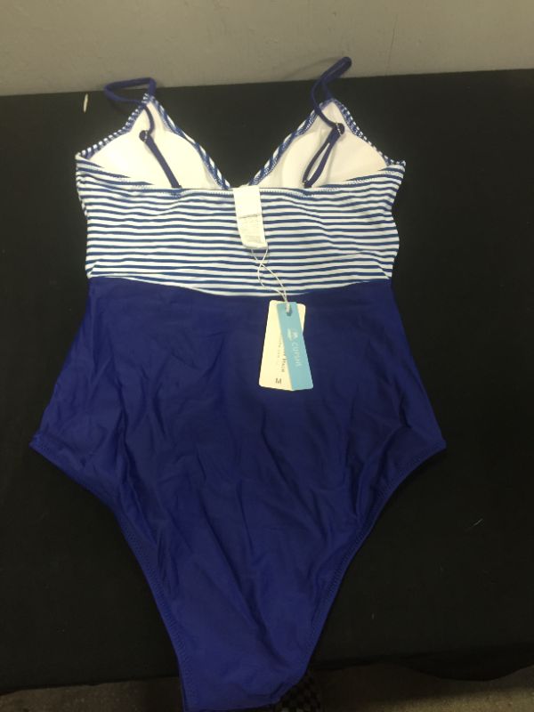 Photo 2 of BLUE STRIPE ONE PIECE SWIM SUIT SIZE MEDIUM 