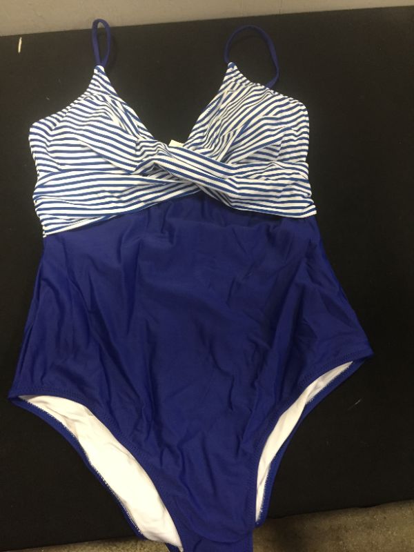 Photo 1 of BLUE STRIPE ONE PIECE SWIM SUIT SIZE MEDIUM 